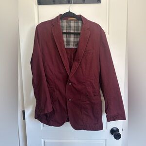 Hugo Boss Wine Red Blazer with Plaid Inner Coat Accents